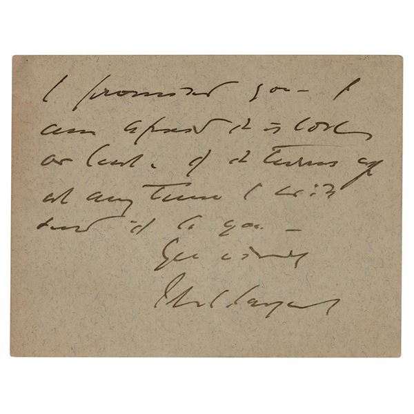 John Singer Sargent Autograph Letter Signed