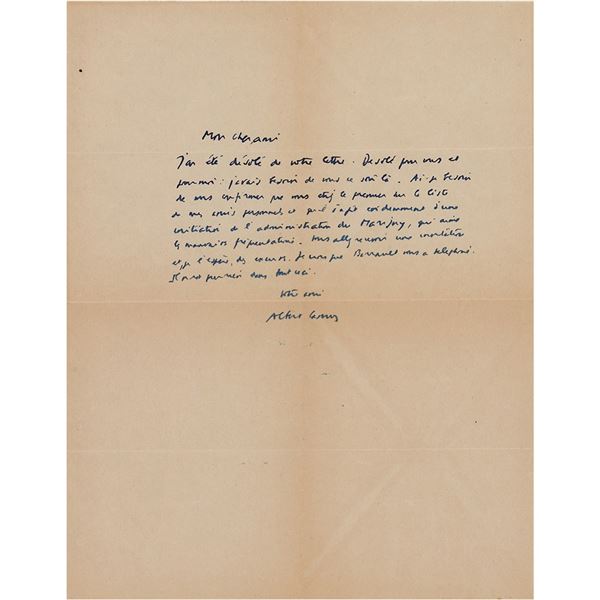 Albert Camus Autograph Letter Signed