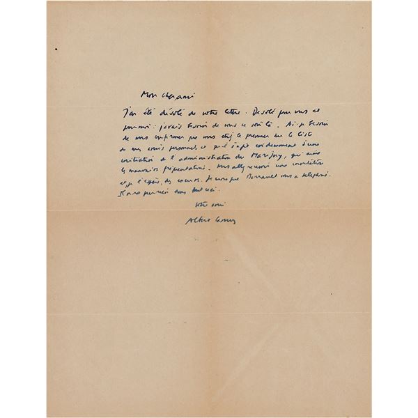 Albert Camus Autograph Letter Signed