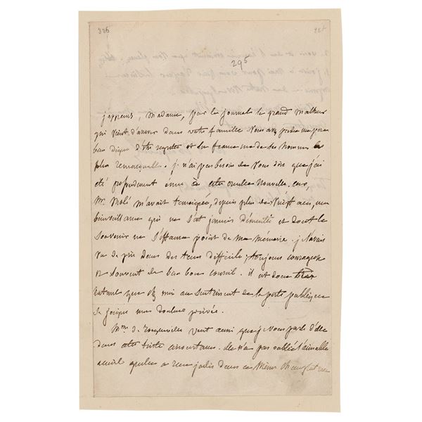 Alexis de Tocqueville Autograph Letter Signed