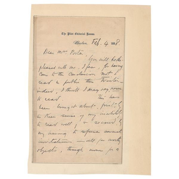 John Boyle O'Reilly Autograph Letter Signed