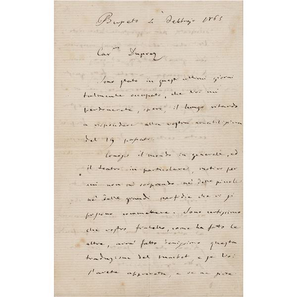 Giuseppe Verdi Autograph Letter Signed