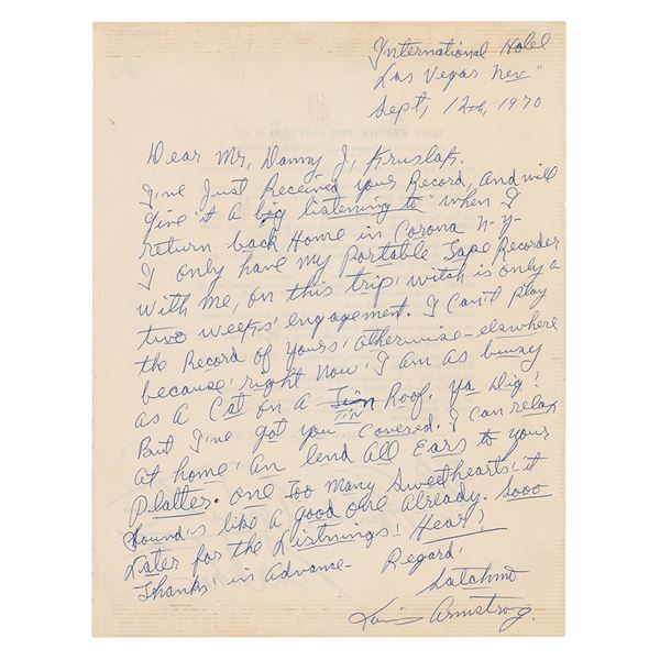 Louis Armstrong Autograph Letter Signed