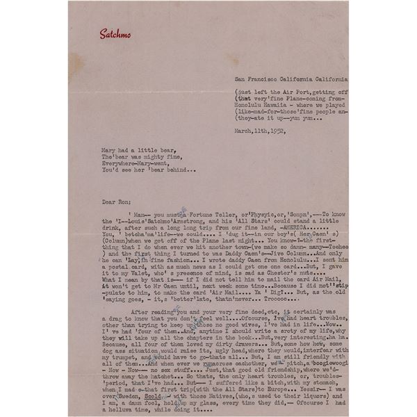 Louis Armstrong Typed Letter Signed