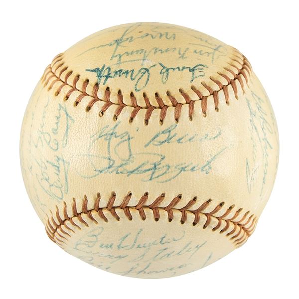 NY Yankees: 1956 Team-Signed Baseball w/ Mantle, Berra, Ford