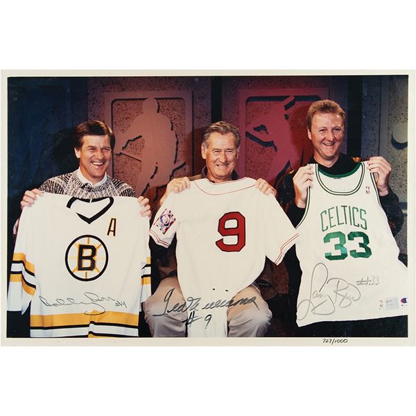 Boston Legends: Bird, Orr, and Williams Signed Photo Print