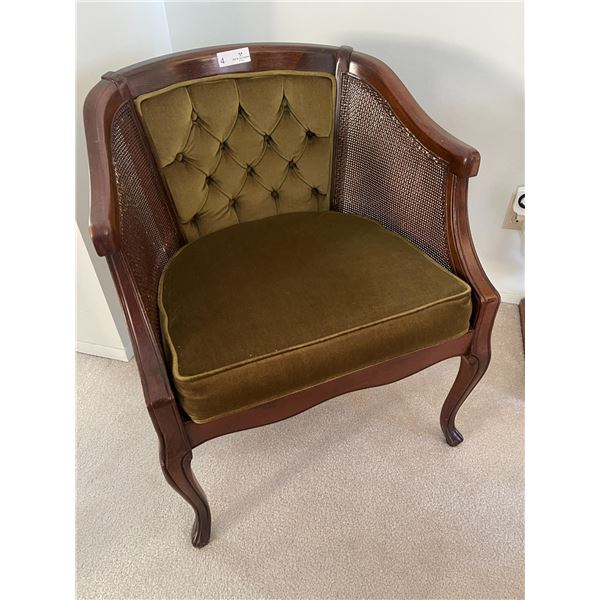 Caneback Fabric Cushioned Armchair