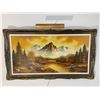 Image 1 : R.Grant Oil On Canvas Mountain Scene W/Lamp