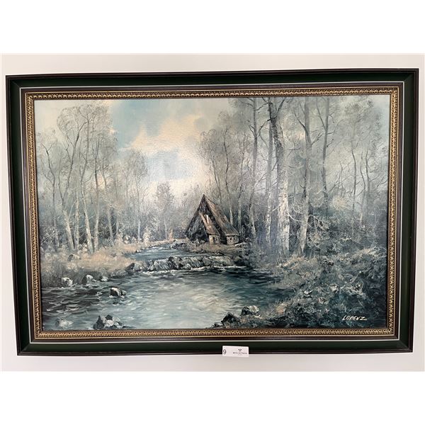 Lorenze Oil On Canvas "By A Waterfall"