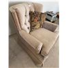 Image 2 : Beige Armchair with throw pillow 36" x33" H 34"