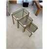 Image 2 : Brass & Glass Nesting Tables  18" x 10.5" H 19"