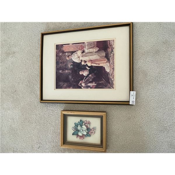 Print of Girls 21" x 17" & Paper Tole Flowers 10" x 8"