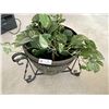 Image 1 : Silk Plant with Wrought Iron Stand 16" diameter H 16.5"