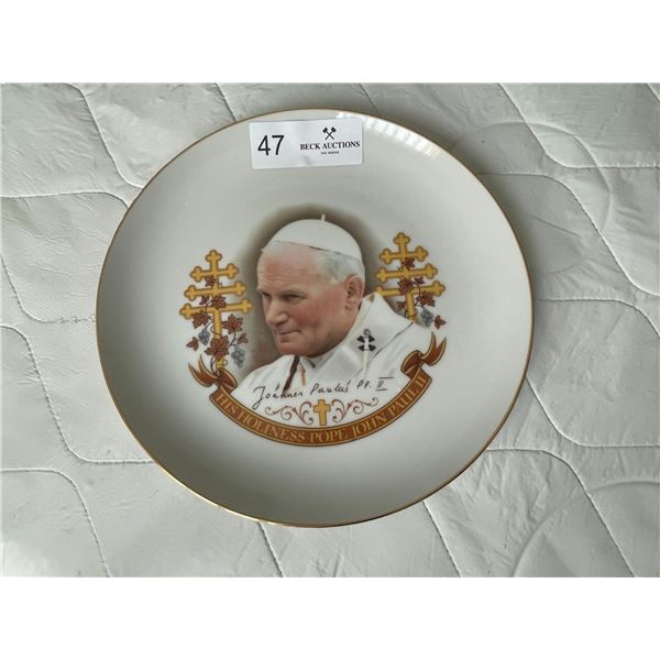 1984 Comemorative Decorative Plate of the Pope Jon Pual