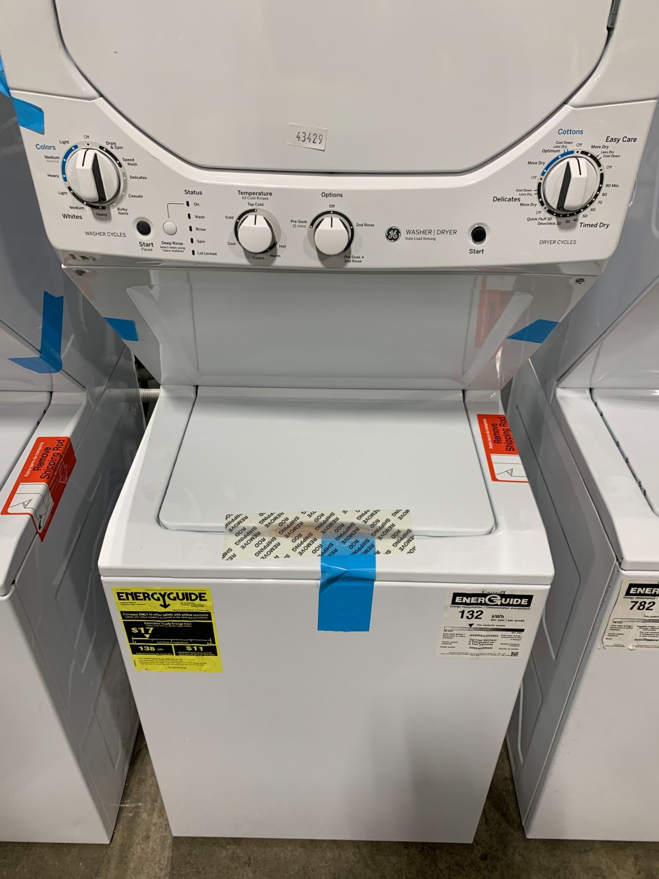 GENERAL ELECTRIC GUD24GSSM1WW WHITE AUTO LOAD SENSING WASHER DRYER