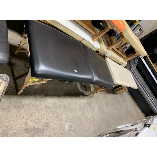 COMMERCIAL BLACK 72"L X 30"W X 28"H FOLDING PROFESSIONAL MASSAGE BED & CREAM 72"L X 28"W X 27"H