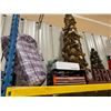 Image 2 : DARK WOOD SINGLE DRAWER SMALL WRITING DESK, SMALL DARK WOOD STAND, & ASSORTED CHRISTMAS DECORATIONS