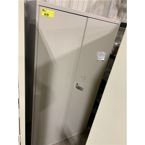 BEIGE METAL 2 DOOR 36"W X 18"D X 72"H CONSUMABLES CABINET WITH CONTENTS