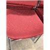 Image 2 : STACK OF 12 RED PATTERNED PADDED METAL FRAMED STACKING EVENT CHAIRS
