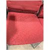 Image 2 : STACK OF 12 RED PATTERNED PADDED METAL FRAMED STACKING EVENT CHAIRS