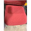Image 2 : STACK OF 9 RED PATTERNED PADDED METAL FRAMED STACKING EVENT CHAIRS