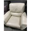 Image 2 : BROWN LEATHER LOOK OVERSTUFFED ARMCHAIR &  CREAM LEATHER LOOK OVERSTUFFED RECLINING ARMCHAIR