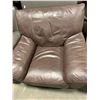 Image 3 : BROWN LEATHER LOOK OVERSTUFFED ARMCHAIR &  CREAM LEATHER LOOK OVERSTUFFED RECLINING ARMCHAIR