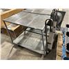 Image 2 : GREY METAL 30"W X 40"D X 37"H MOBILE 2 STEP  2 TIER COMMERCIAL PRODUCT CART
