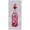 Image 1 : Antique Bohemian Cut to Clear Cranberry Decanter
