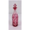 Image 2 : Antique Bohemian Cut to Clear Cranberry Decanter