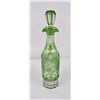 Image 1 : Antique Bohemian Cut to Clear Green Decanter