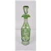 Image 2 : Antique Bohemian Cut to Clear Green Decanter
