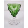 Image 1 : Antique Bohemian Cut to Clear Green Compote