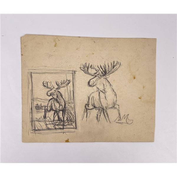 Philip Russell Goodwin Bull Moose Pencil Drawing