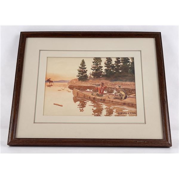Leonard Reedy The Moose Hunter Watercolor Painting
