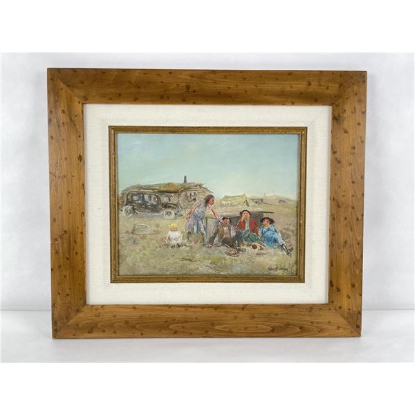 William Standing Montana Oil on Board Painting