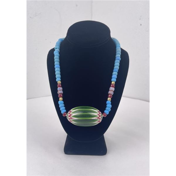 Green Chevron Native American Trade Beads