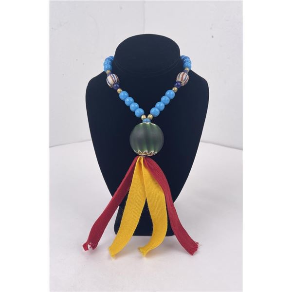 Green Chevron Native American Trade Beads