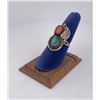 Image 1 : Navajo Turquoise and Coral Sterling Silver Ring