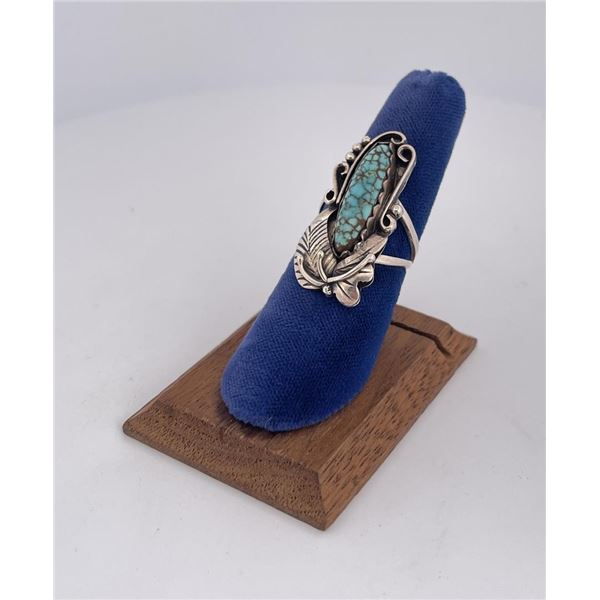 Navajo Spiderweb Turquoise Sterling Silver Ring