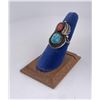 Image 1 : Navajo Turquoise and Coral Sterling Silver Ring