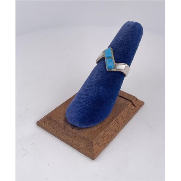 Zuni Inlaid Turquoise Sterling Silver Ring
