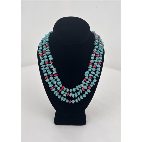 Southwest Coral Turquoise Howlite Necklace
