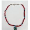 Image 3 : Southwest Turquoise Howlite Coral Necklace