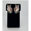 Image 1 : Zuni Owl Sterling Silver Inlaid Earrings