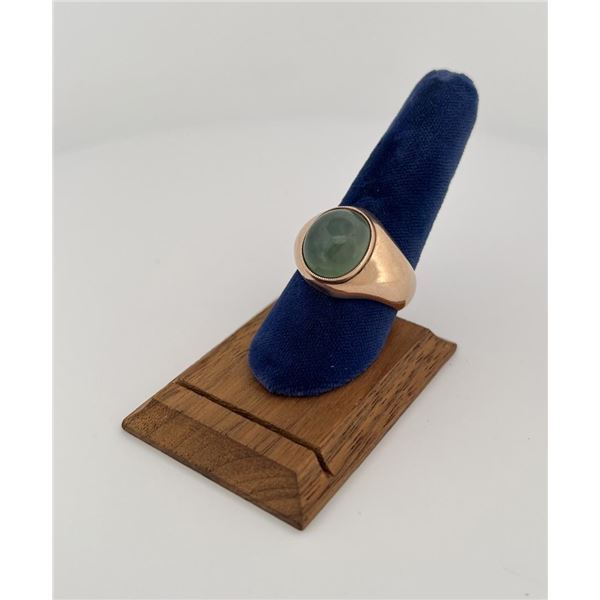 Antique 14k Gold and Green Chinese Jade Ring
