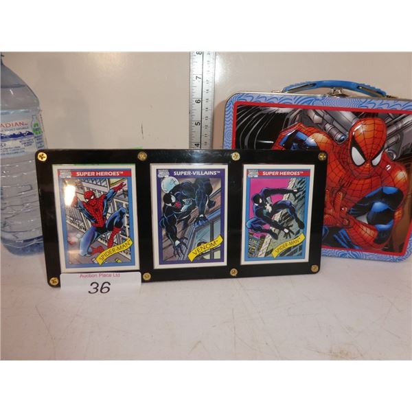 Spiderman collector cards and metal lunch kit