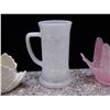 Image 3 : Lot of Vintage Iridescent Milk Glass Stein Mug, Pink Glass Candy Dish, Mother of Pearl Glass Swan