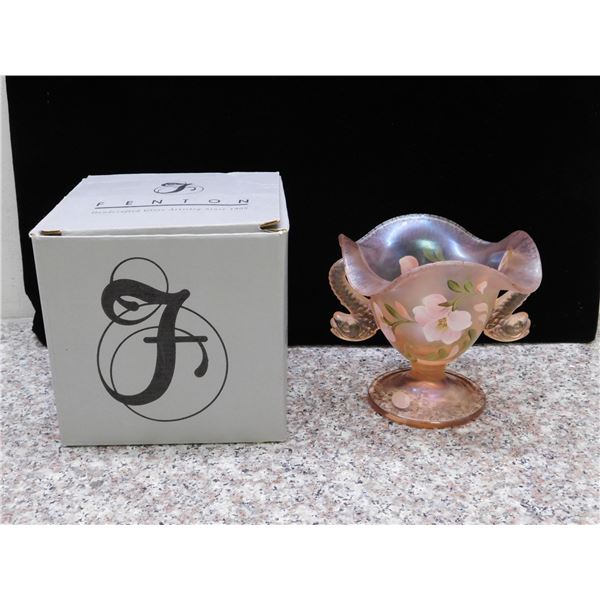 2002 Fenton Handpainted Glass Candy Dish Signed in Original Box 2002 Artist Signed