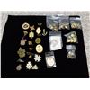 Image 1 : 55 Pcs Hat and Collar Badges, Buttons, Etc Mostly Military Related